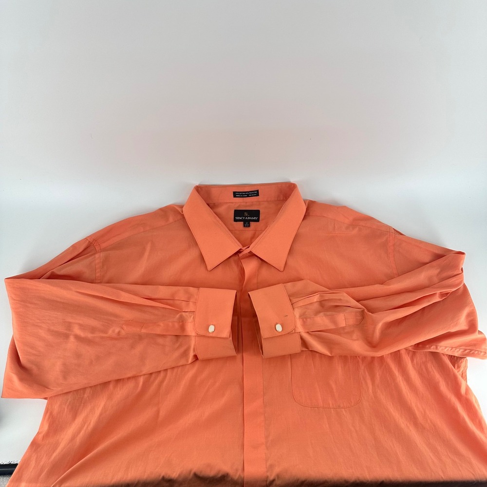 Stacy Adams Classic Fit Dress Shirt Orange Cotton Blend 22 36-37